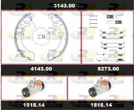 Roadhouse 3143.00 - Комплект гальм, барабанний механізм autocars.com.ua