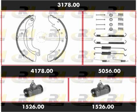 Roadhouse 3178.00 - Комплект гальм, барабанний механізм autocars.com.ua