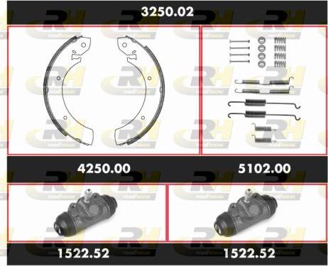 Roadhouse 3250.02 - Комплект тормозных колодок, барабанные autodnr.net