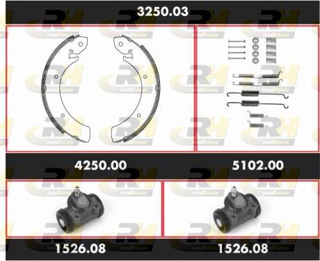 Roadhouse 3250.03 - Комплект тормозных колодок, барабанные autodnr.net