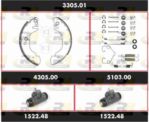 Roadhouse 3305.01 - Комплект гальм, барабанний механізм autocars.com.ua