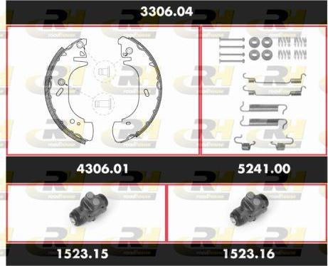 Roadhouse 3306.04 - Комплект гальм, барабанний механізм autocars.com.ua