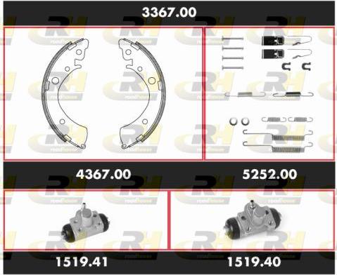 Roadhouse 3367.00 - Комплект гальм, барабанний механізм autocars.com.ua