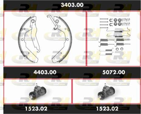 Roadhouse 3403.00 - Комплект тормозных колодок, барабанные autodnr.net