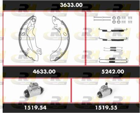 Roadhouse 3633.00 - Комплект гальм, барабанний механізм autocars.com.ua