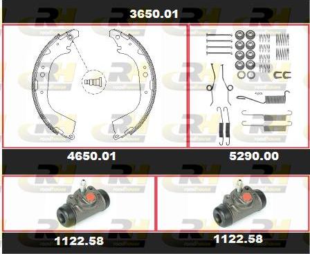 Roadhouse 3650.01 - Комплект гальм, барабанний механізм autocars.com.ua