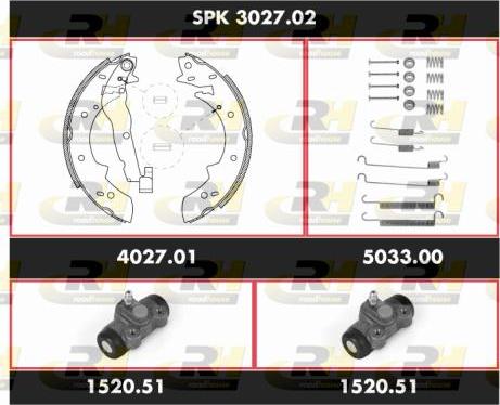 Roadhouse SPK 3027.02 - Комплект тормозных колодок, барабанные avtokuzovplus.com.ua