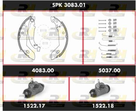 Roadhouse SPK 3083.01 - Комплект тормозных колодок, барабанные avtokuzovplus.com.ua