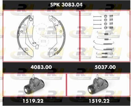 Roadhouse SPK 3083.04 - Комплект гальм, барабанний механізм autocars.com.ua