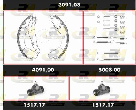 Roadhouse SPK 3091.03 - Комплект тормозных колодок, барабанные avtokuzovplus.com.ua