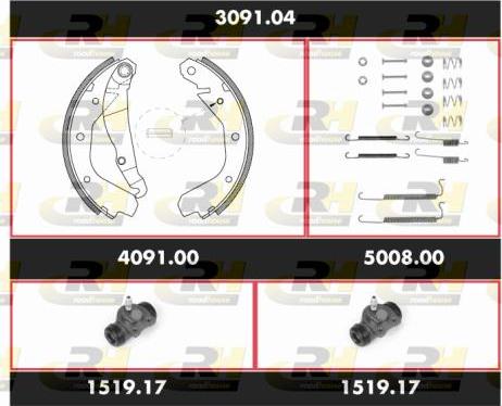 Roadhouse SPK 3091.04 - Комплект тормозных колодок, барабанные avtokuzovplus.com.ua