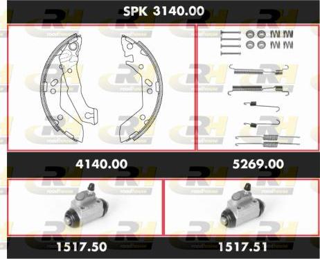 Roadhouse SPK 3140.00 - Комплект гальм, барабанний механізм autocars.com.ua