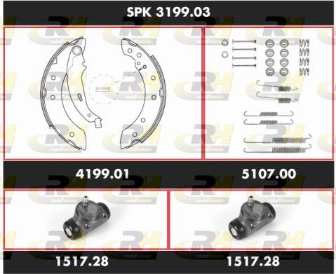 Roadhouse SPK 3199.03 - Комплект тормозных колодок, барабанные avtokuzovplus.com.ua