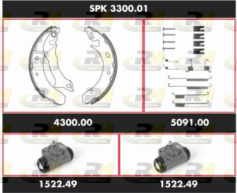 Roadhouse SPK 3300.01 - Комплект гальм, барабанний механізм autocars.com.ua