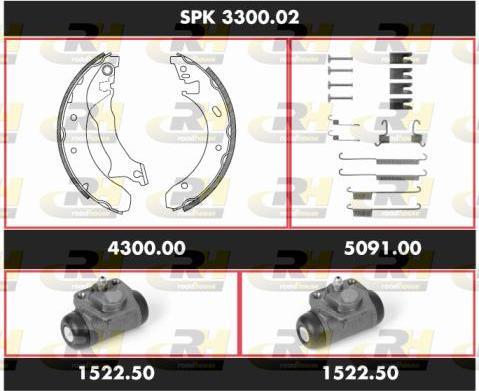 Roadhouse SPK 3300.02 - Комплект гальм, барабанний механізм autocars.com.ua