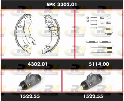 Roadhouse SPK 3302.01 - Комплект гальм, барабанний механізм autocars.com.ua