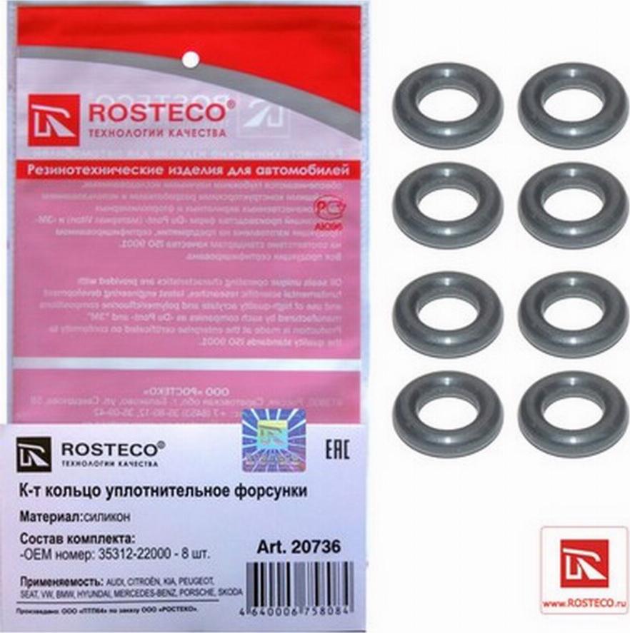 Rosteco 20736 - Уплотнительное кольцо, клапанная форсунка autodnr.net
