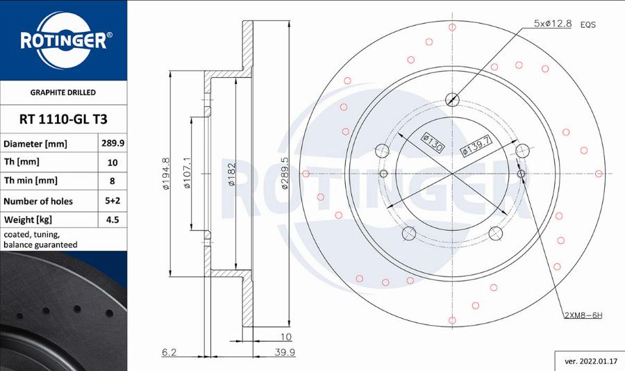 Rotinger RT 1110-GL T3 - Тормозной диск avtokuzovplus.com.ua