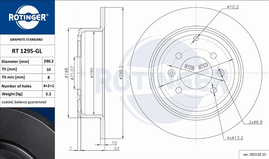 Rotinger RT 1295-GL - Тормозной диск autodnr.net