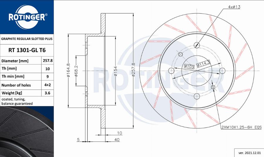 Rotinger RT 1301-GL T6 - Тормозной диск avtokuzovplus.com.ua