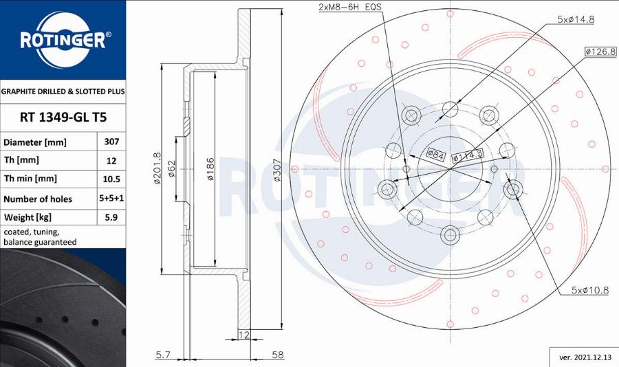 Rotinger RT 1349-GL T5 - Тормозной диск avtokuzovplus.com.ua