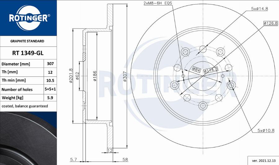 Rotinger RT 1349-GL - Гальмівний диск autocars.com.ua