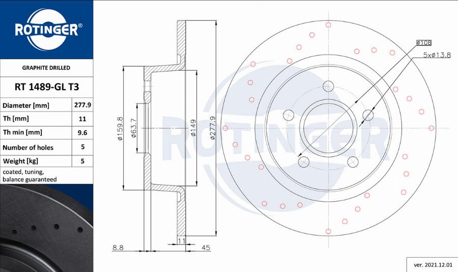 Rotinger RT 1486-GL T3 - Тормозной диск avtokuzovplus.com.ua