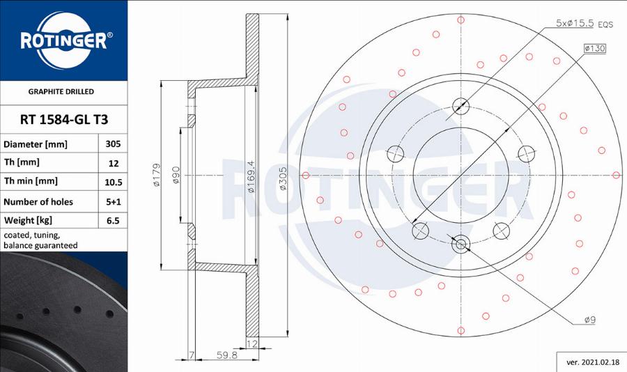 Rotinger RT 1584-GL T3 - Тормозной диск avtokuzovplus.com.ua