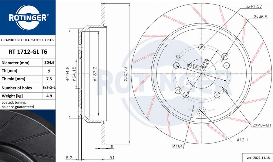 Rotinger RT 1712-GL T6 - Тормозной диск autodnr.net