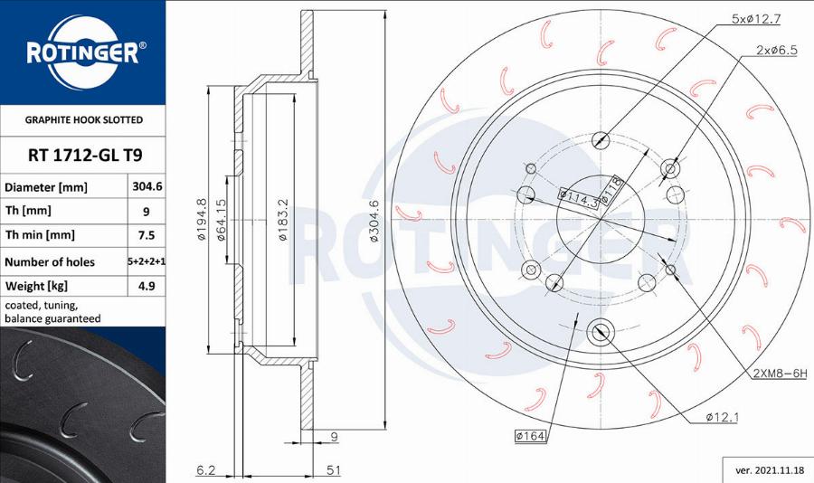 Rotinger RT 1712-GL T9 - Тормозной диск autodnr.net