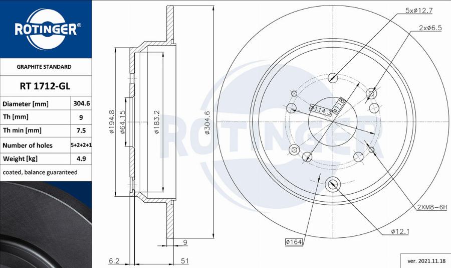 Rotinger RT 1712-GL - Тормозной диск autodnr.net