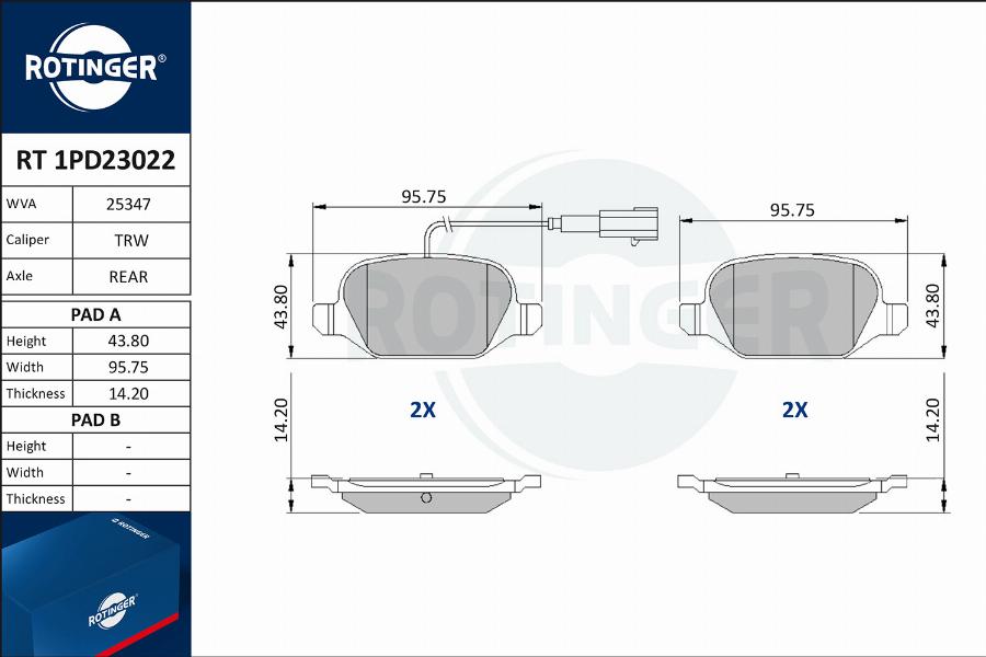 Rotinger RT 1PD23022 - Тормозные колодки, дисковые, комплект autodnr.net