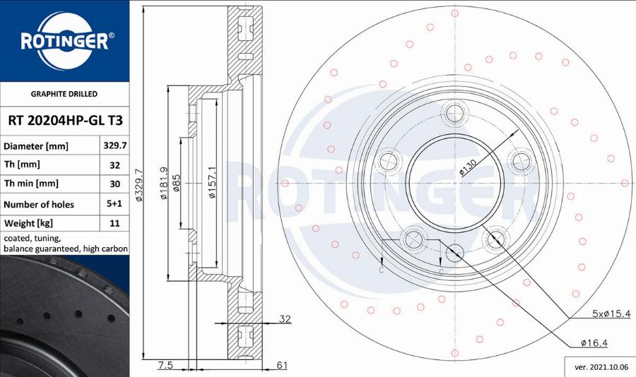 Rotinger RT 20204HP-GL T3 - Гальмівний диск autocars.com.ua