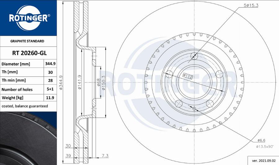 Rotinger RT 20260-GL - Тормозной диск avtokuzovplus.com.ua