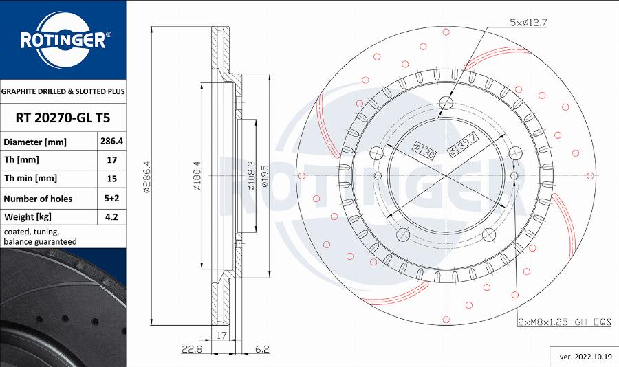 Rotinger RT 20270-GL T5 - Тормозной диск avtokuzovplus.com.ua