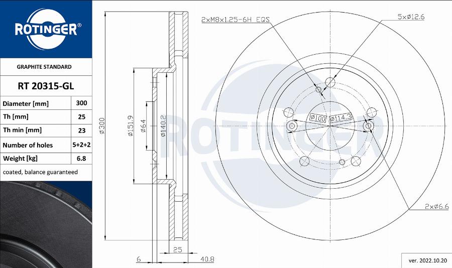 Rotinger RT 20315-GL - Гальмівний диск autocars.com.ua