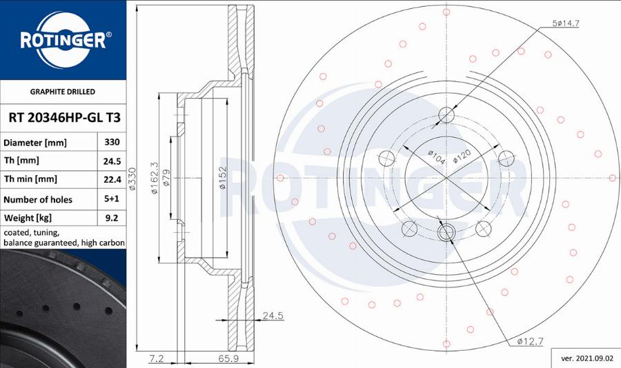 Rotinger RT 20346HP-GL T3 - Гальмівний диск autocars.com.ua