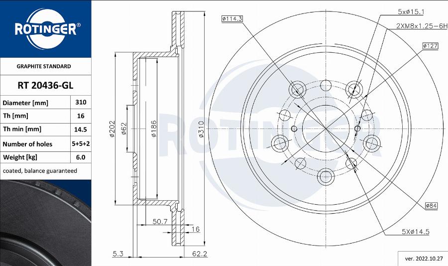 Rotinger RT 20436-GL - Тормозной диск autodnr.net