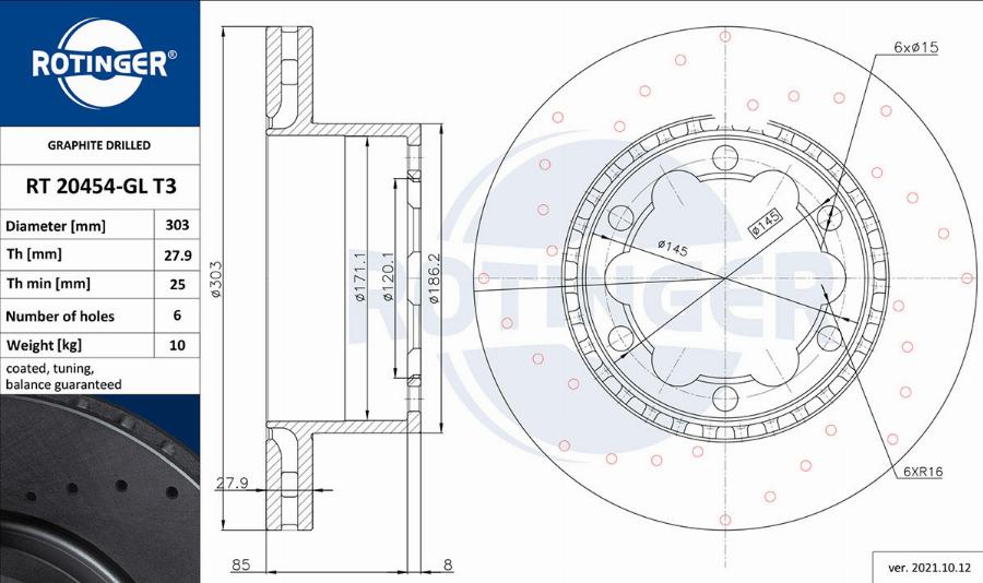 Rotinger RT 20454-GL T3 - Тормозной диск avtokuzovplus.com.ua