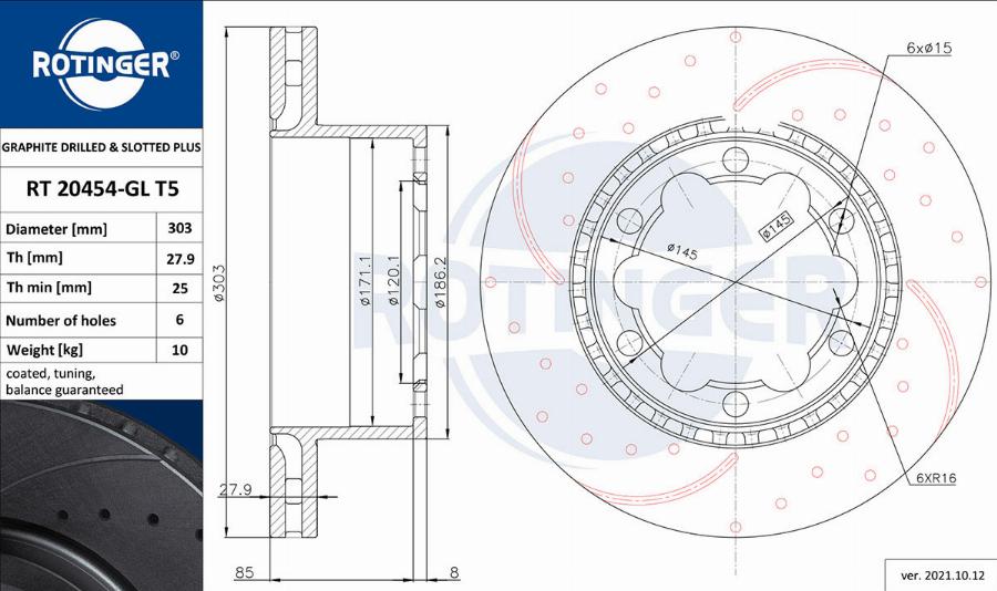 Rotinger RT 20454-GL T5 - Тормозной диск avtokuzovplus.com.ua