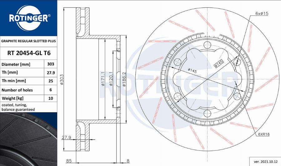 Rotinger RT 20454-GL T6 - Тормозной диск avtokuzovplus.com.ua