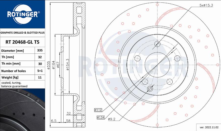 Rotinger RT 20468-GL T5 - Тормозной диск avtokuzovplus.com.ua