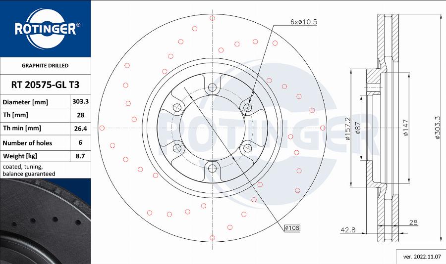 Rotinger RT 20575-GL T3 - Тормозной диск autodnr.net