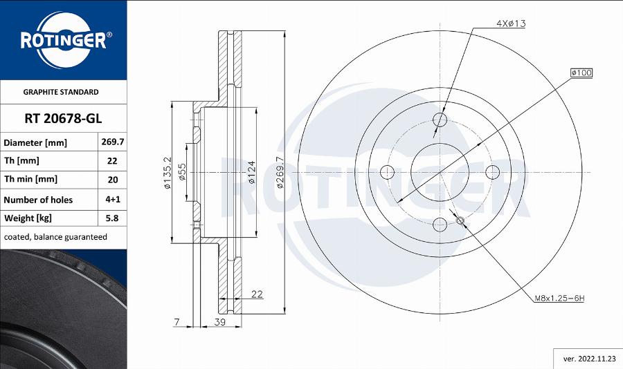 Rotinger RT 20678-GL - Тормозной диск autodnr.net