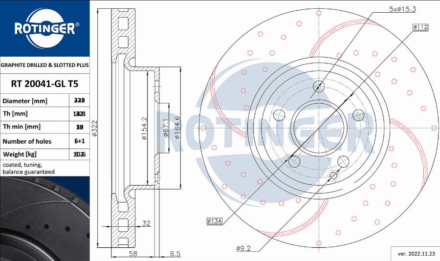 Rotinger RT 20720-GL T5 - Тормозной диск avtokuzovplus.com.ua