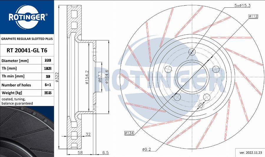 Rotinger RT 20720-GL T6 - Гальмівний диск autocars.com.ua