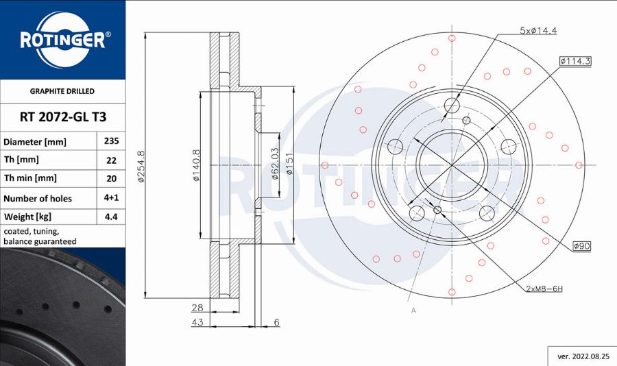 Rotinger RT 2072-GL T3 - Тормозной диск avtokuzovplus.com.ua