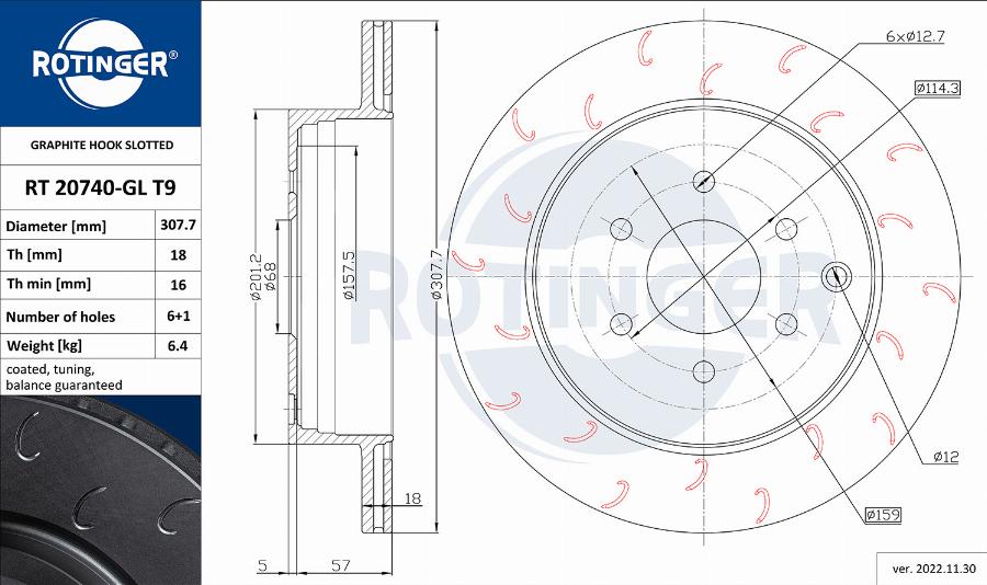 Rotinger RT 20740-GL T9 - Тормозной диск avtokuzovplus.com.ua