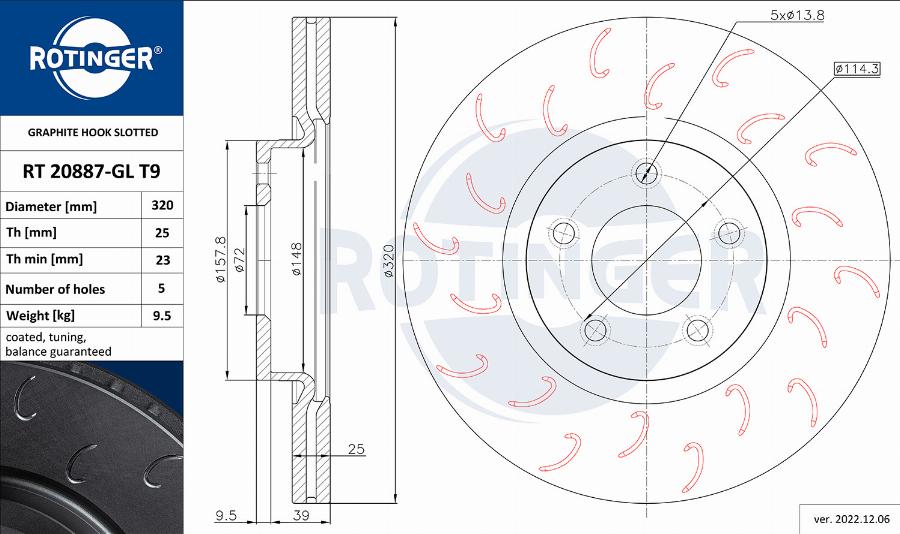 Rotinger RT 20887-GL T9 - Тормозной диск avtokuzovplus.com.ua