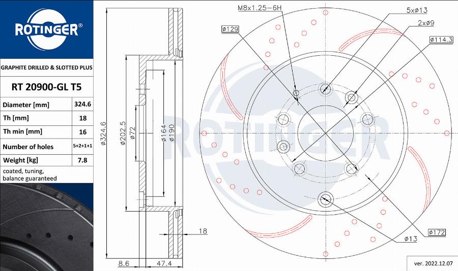 Rotinger RT 20900-GL T5 - Тормозной диск avtokuzovplus.com.ua